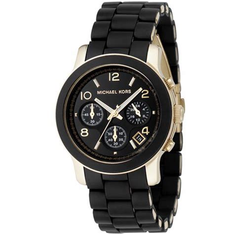 michael kors runaway watch|Michael Kors black chronograph watch.